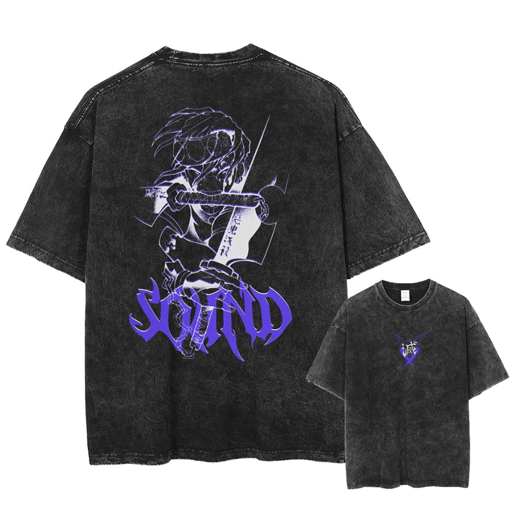 【KOOLOSET】Soundgarden Black Washing Tee Tsula's Fire Acid Wash Oversize Tee — LALA ABADDON