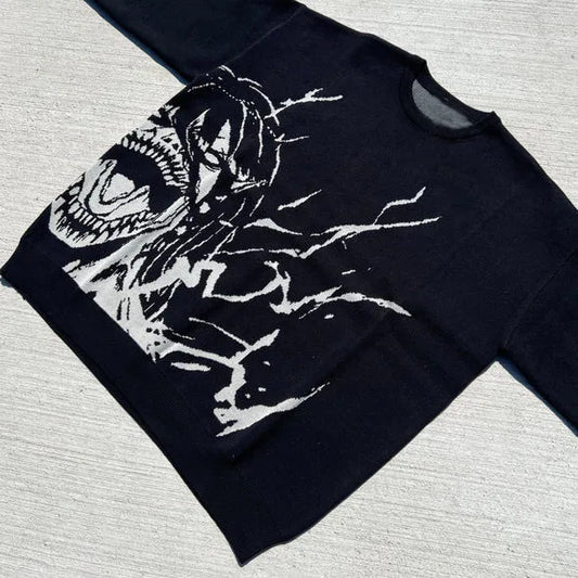 [KUJO] "Berserk Titan" Knitted Sweatshirt