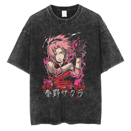 [KUJO] "Sakura" Vintage Oversized T Shirt