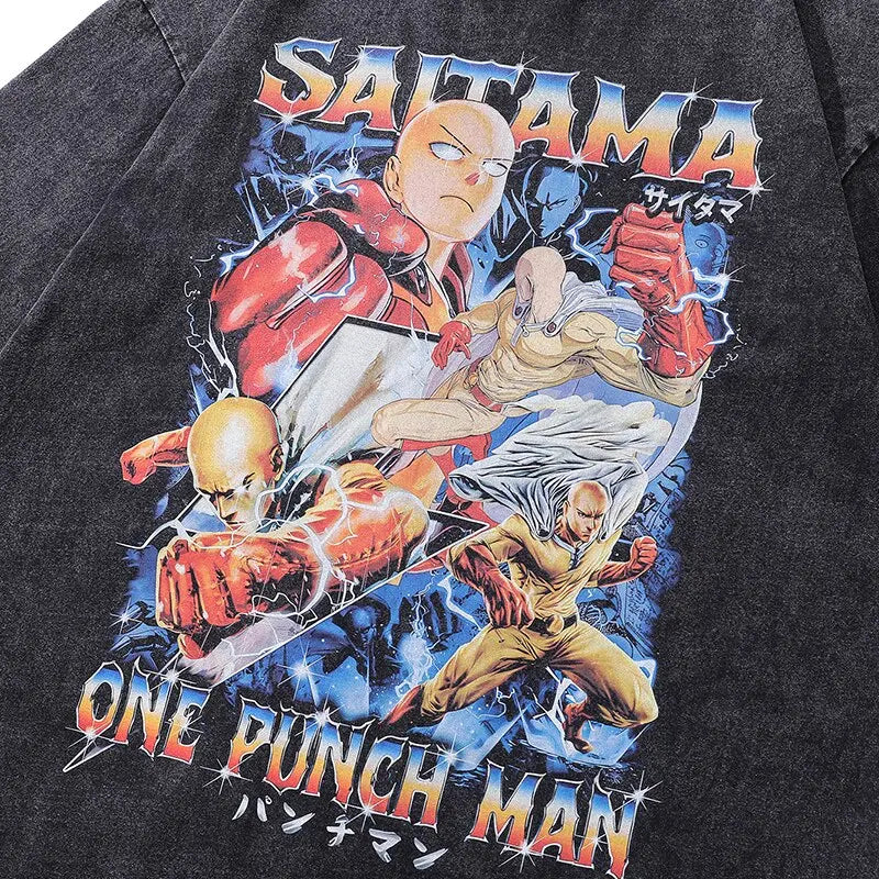 [KUJO] "Saitama V4" Vintage Oversized T Shirt