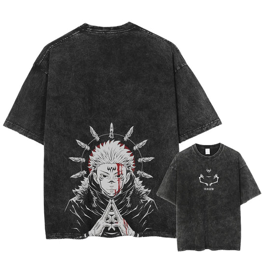 [KUJO] "King Of Curses" 2-Sided Vintage Oversized T Shirt