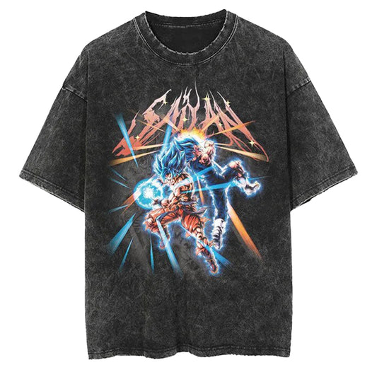 [KUJO] "Saiyan Energy" Vintage Oversized T Shirt