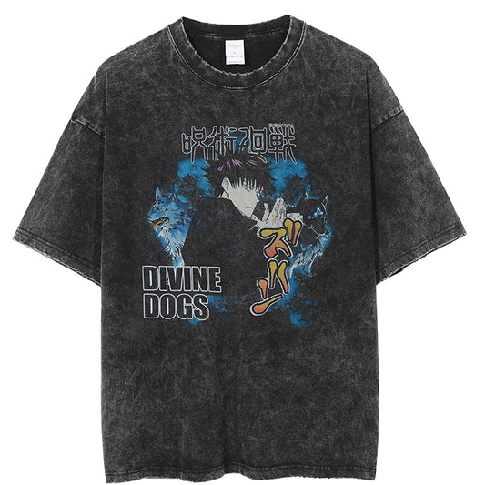 [KUJO] "Divine Dogs" Vintage Oversized T Shirt
