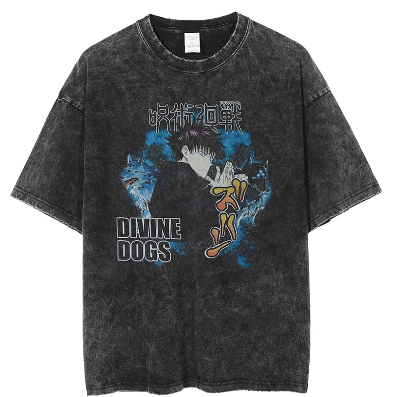 [KUJO] "Divine Dogs" Vintage Oversized T Shirt