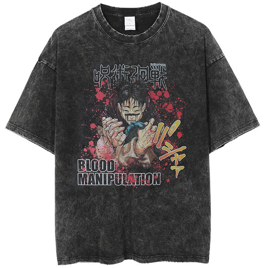 [KUJO] "Blood Manipulation" Vintage Oversized T Shirt