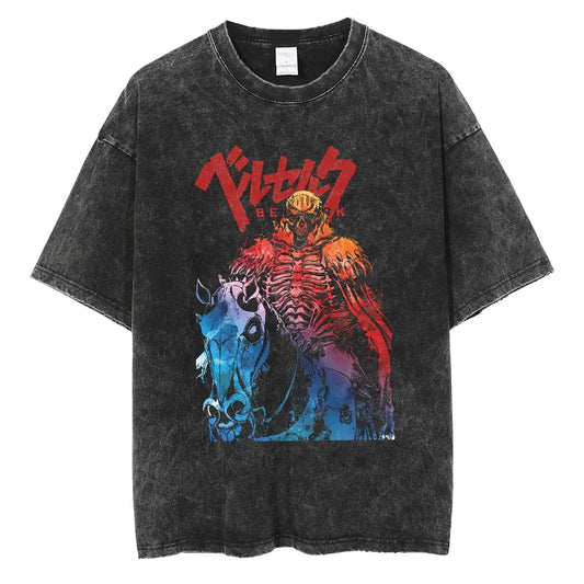 [KUJO] "Skull Knight V2" Vintage Oversized T Shirt Kujo