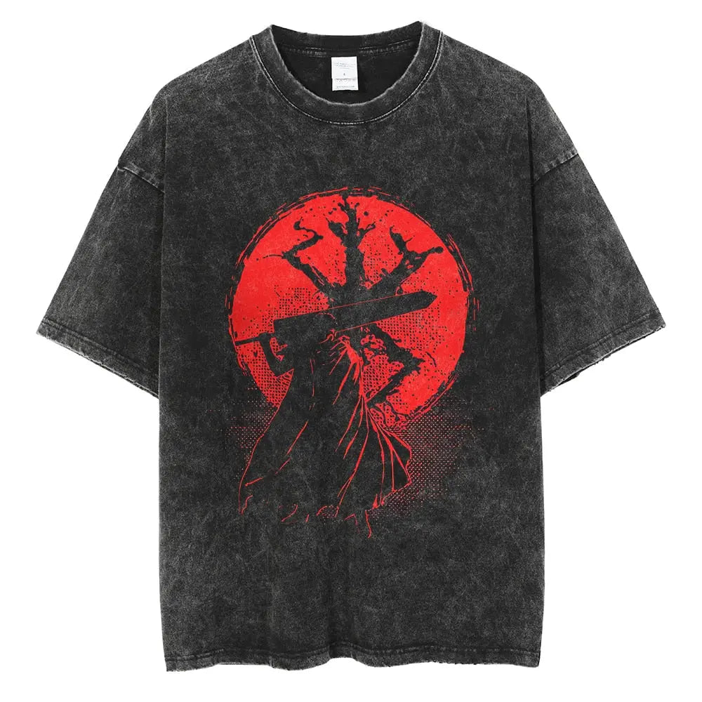 [KUJO] "Blood Moon" Vintage Oversized T Shirt